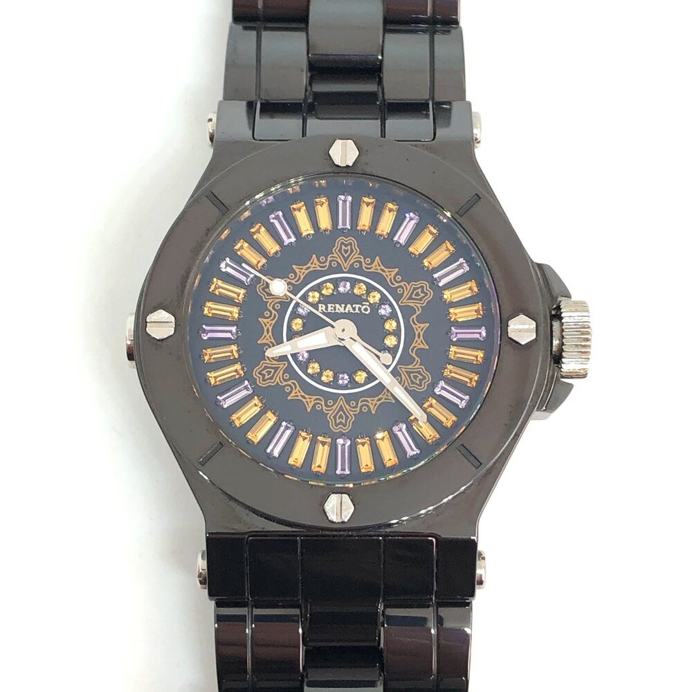 Renato Limited Edition Ronda 703 Collection Ceramic Topaz Stones Ladies Watch